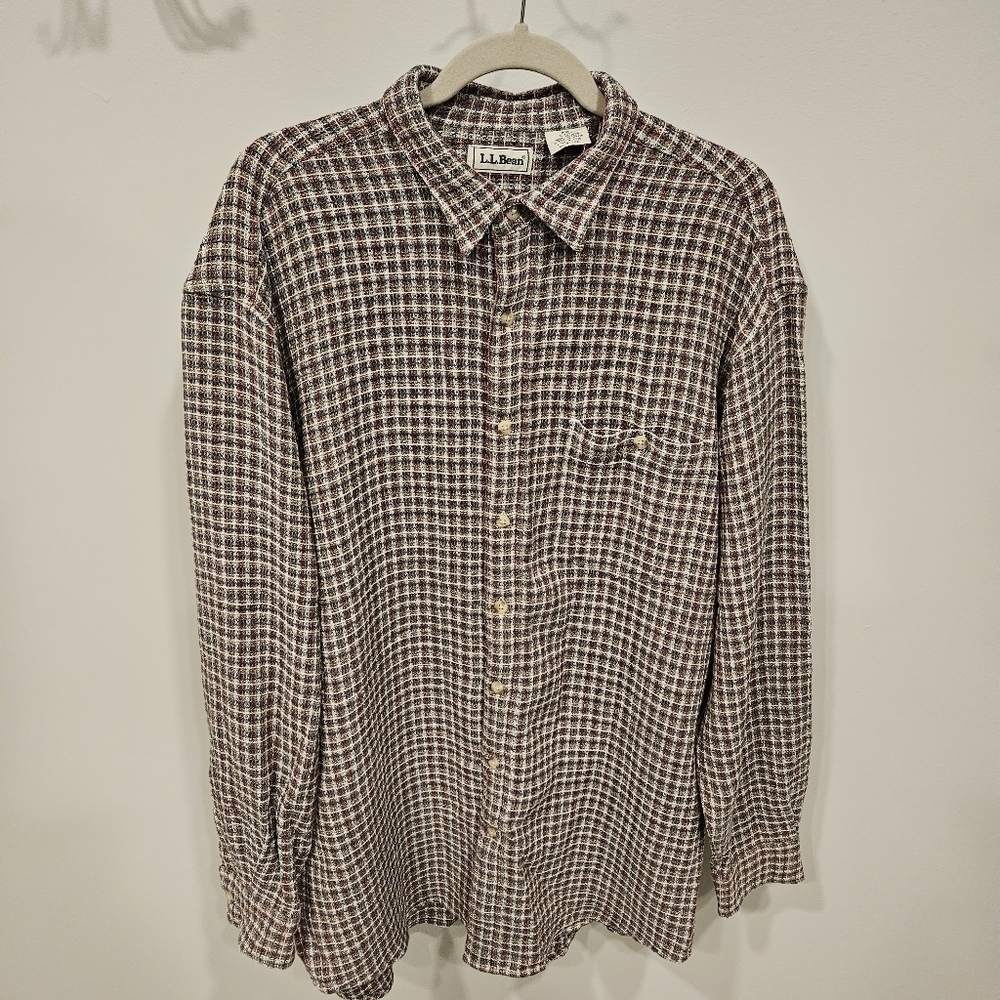 Mens LL Bean Long Sleeve Button Up Size Large Tall
